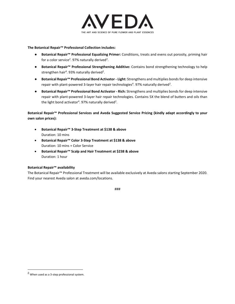 Aveda Botanical Repair Professional Salon Treatment - Press Release (Singapore)-3